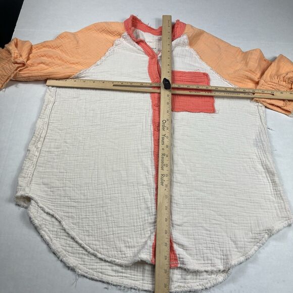 Aerie Womens Pool To Party Button Down Cover Up Shirt Crinkle Gauze Top S FLAW - Picture 6 of 11